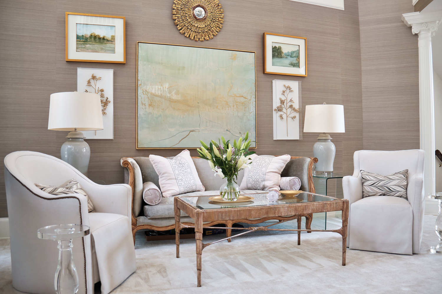 a close up view of the main seating area in the living room